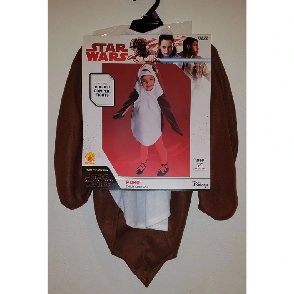 NEW Porg Star Wars Last Jedi Costume Toddler Sizes 2T-3T Hooded Romper - Picture 2 of 6